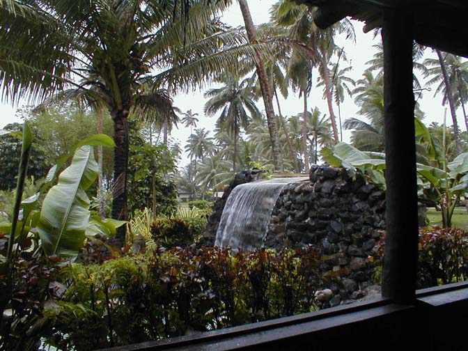 View of pool waterfall